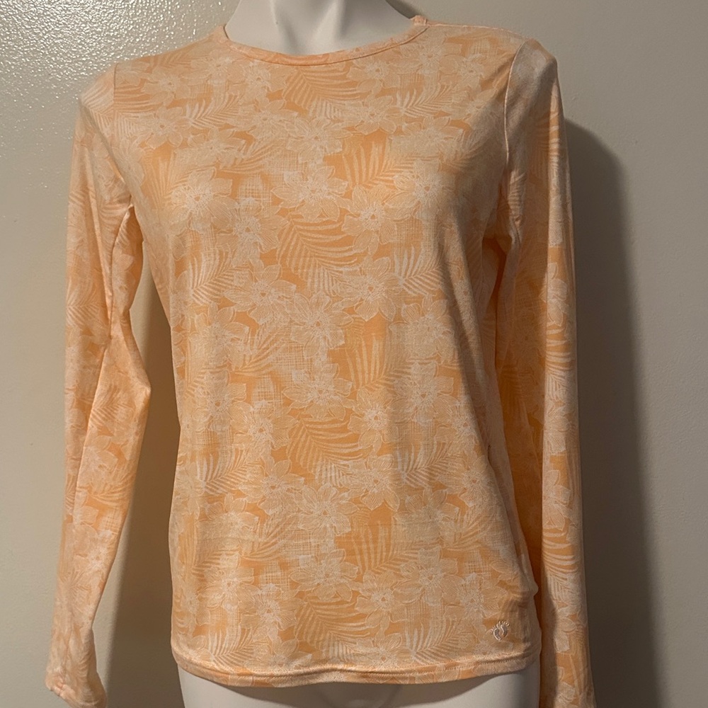 Hang Ten Peach and White Floral Long Sleeve Top